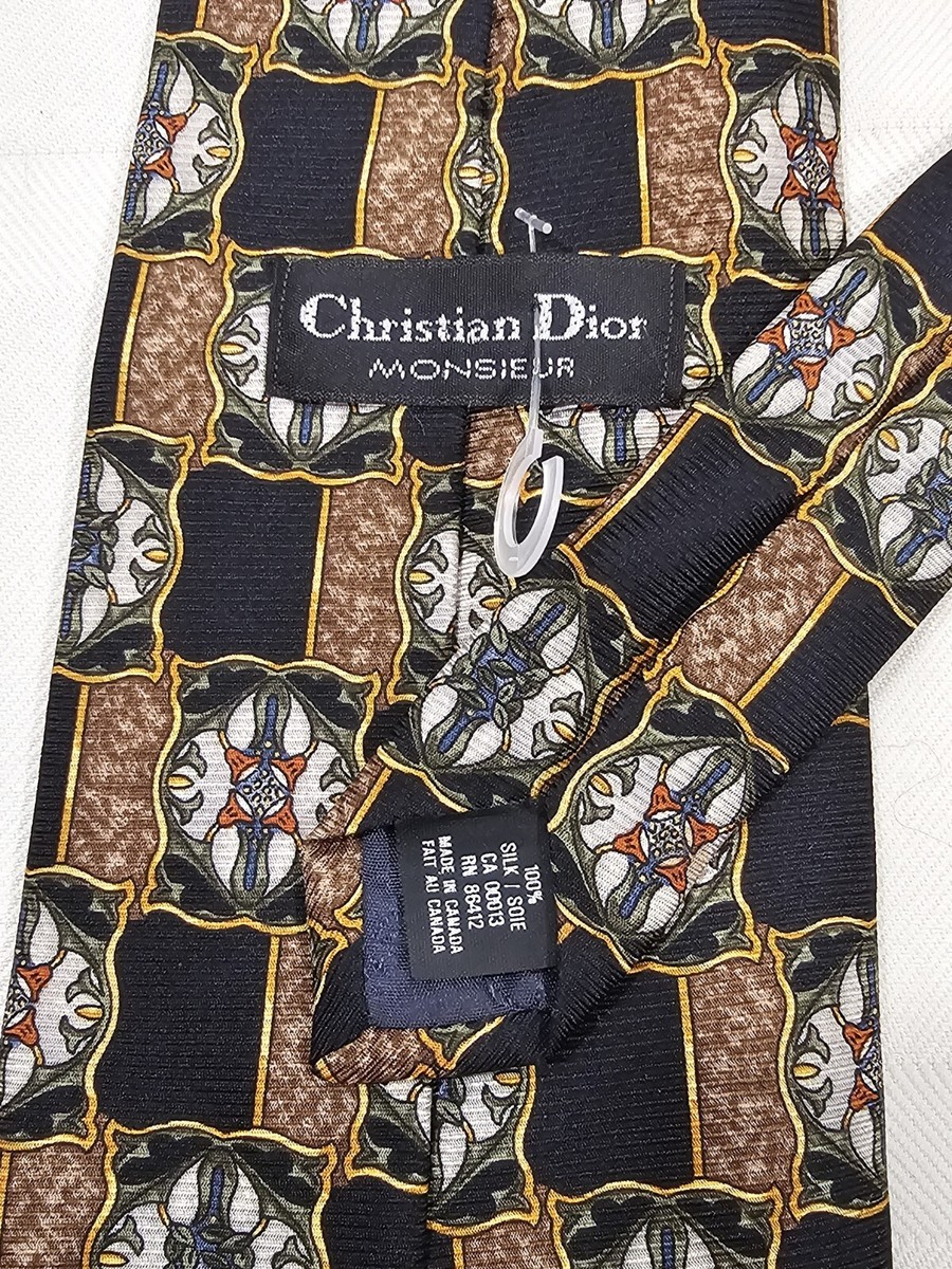 Christian Dior Monsieur Lot of 2 Ties Vintage Embroidered & Silk