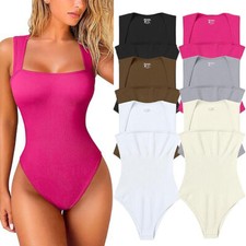 Women U-neck Sleeveless Tank Top Bodysuit Body Shaper Tummy Control Romper Sli 