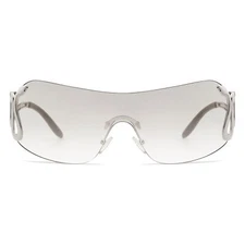 Rimless Y2k Sunglasses for Women Men Trendy Oversized Wrap Around Snake Shade...