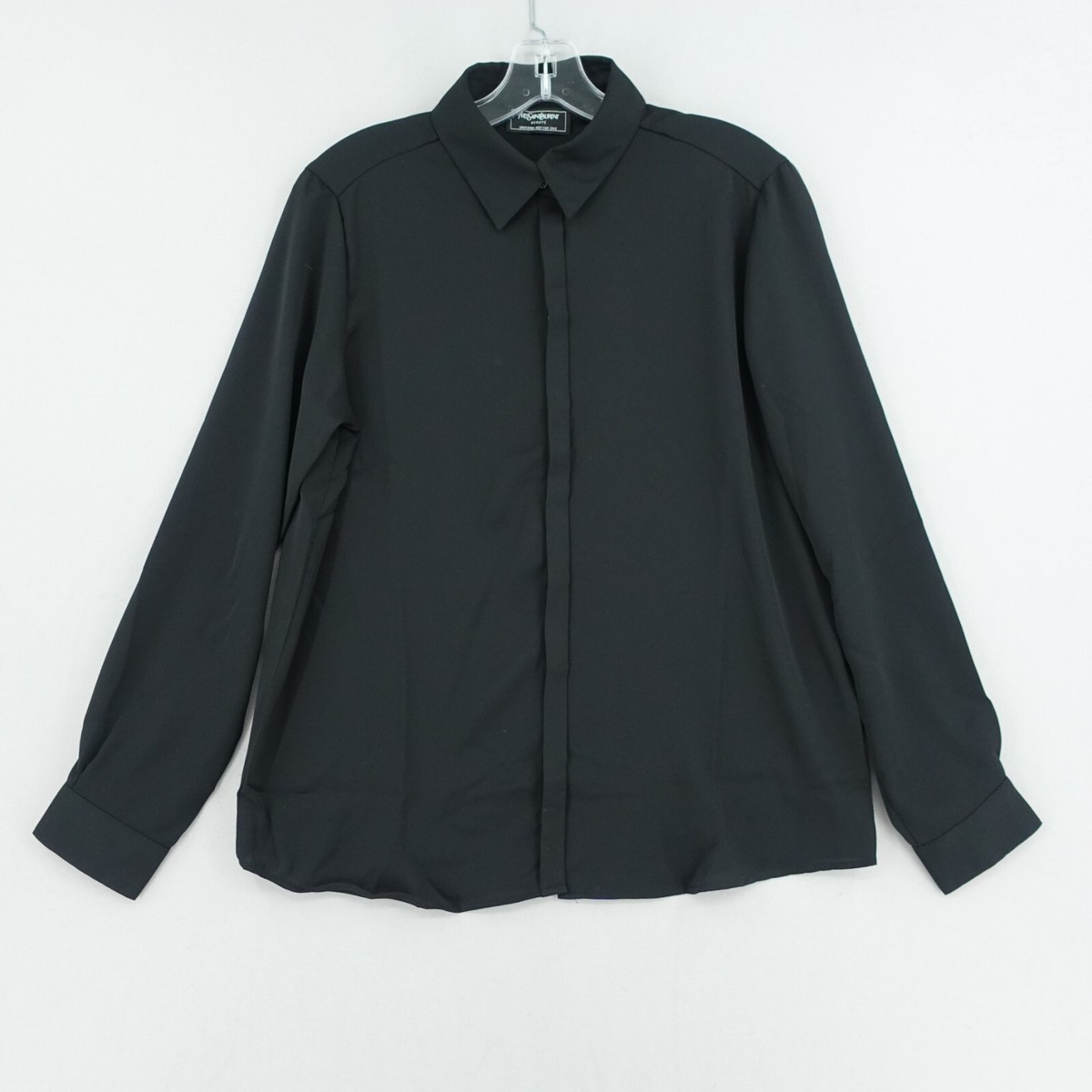 Saint Laurent YSL Button Up Shirt Women 42 Medium Black Long 