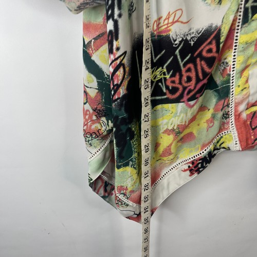 Top túnica Melissa McCarthy para mujer talla 1X blanco graffiti cuello en V dobladillo asimétrico - Imagen 5 de 10