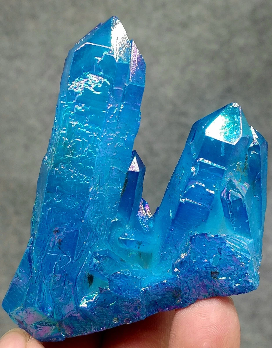 132g Angel Blue Aura Quartz Crystal Bismuth Titanium Silicon Point
