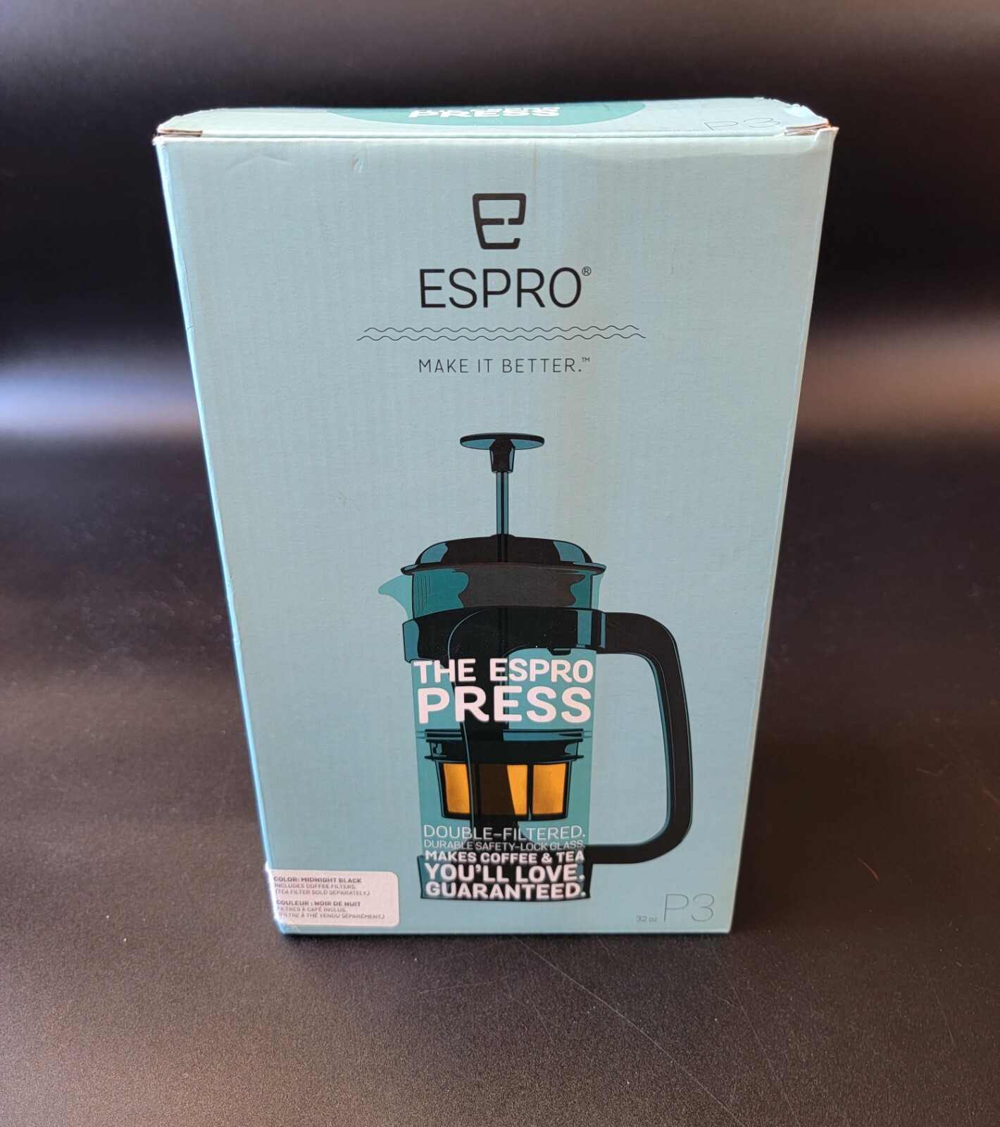 ESPRO P3 "The Espro Press" Making Coffee and Tea Midnight Bl