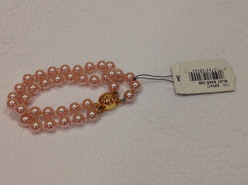 Fabulous Bracelet Vintage Richelieu Double Stand Pink Faux Pearl with Tag New 8" - Picture 6 of 10