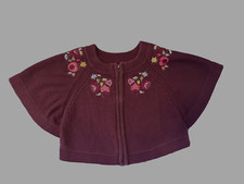 Tea Collection Bohemia Girls Cardigan Sz 4 Floral Embroidery Burgundy Purple Zip