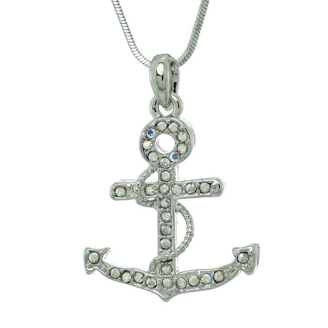 Swarovski Crystal AB Anchor Pendant with 20