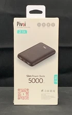 Pivoi - New - 5000mAh Slim Power Bank - 2.1a Charger - Dual USB - LED