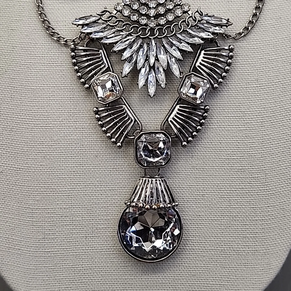 Collar llamativo étnico suroeste cortinas tono plata imitación turquesa babero 20" Foto 4 de 4