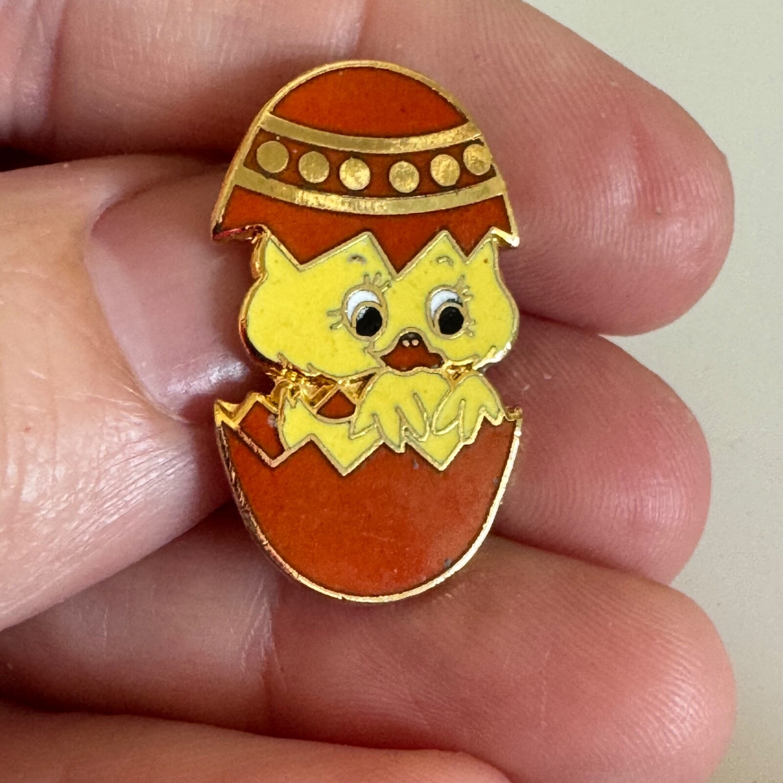 Vintage Easter Chick Emerging from Easter Egg Ena… - image 1