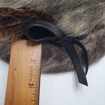 Vintage Malta Light Brown Beaver Fur Fedora Fur Hat W Feather Size 58 US 7-1/4 Vintage Malta Light Brown Beaver Fur Fedora Fur Hat W  main image 4