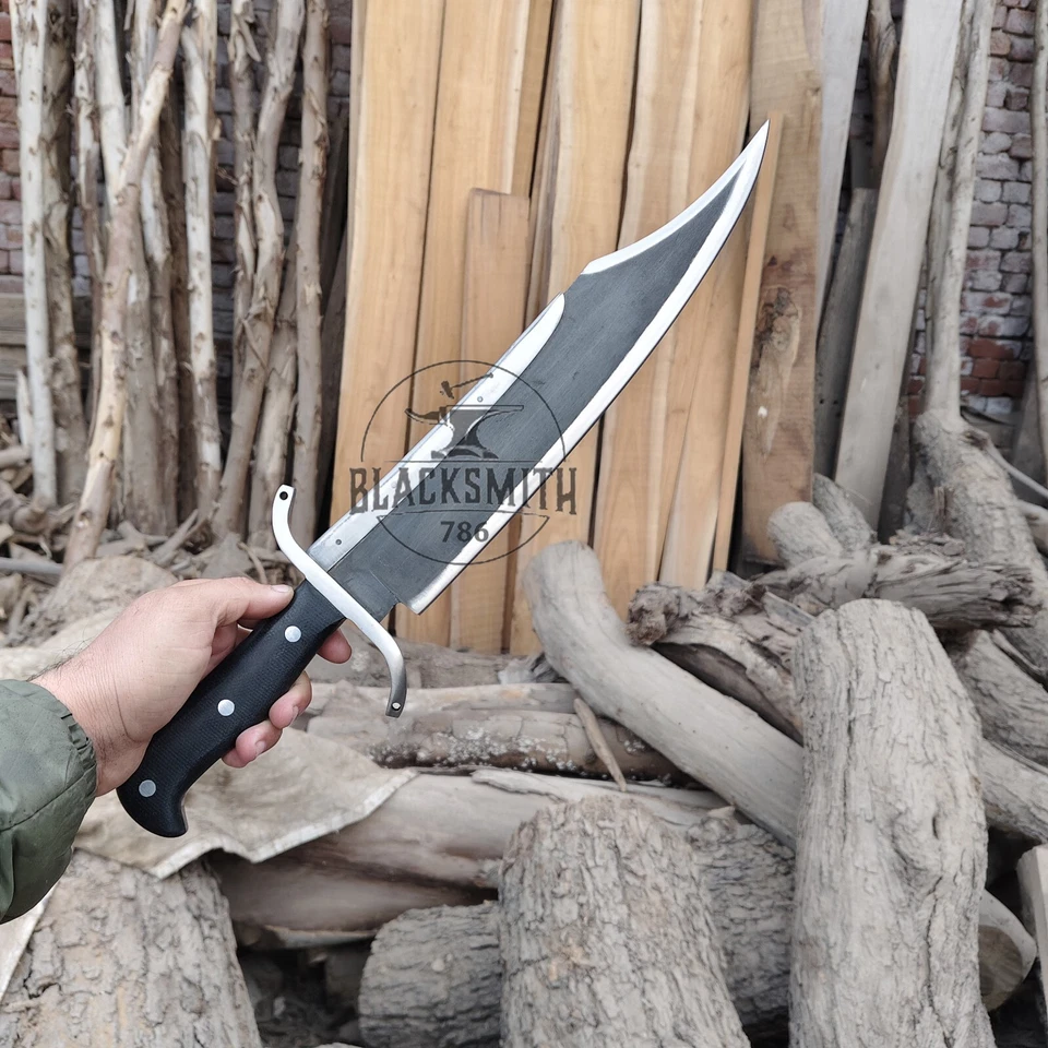 Cuchillo Jim Bowie 20" Hecho a Mano 12C27 Acero Fultang Cuchillo Histórico Mango Micarta Foto 3 de 4