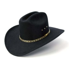 New Youth kids Black Faux felt WESTERN COWBOY HAT w/ Gold hat band Elastic