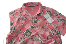Tommy Bahama Polo Shirt Canyon Leaves Shell Rossa Pink New SS Medium M