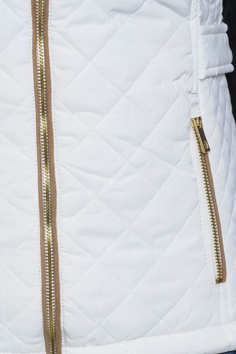 Chaleco acolchado ligero con capucha de piel con cremallera para mujer Auliné Collection - Imagen 33 de 109