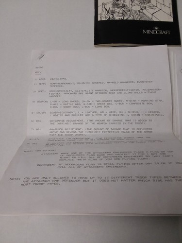 VINTAGE 1992 Siege by Mindcraft (IBM 5.25) W/ 3.5 inch back up disks Complete - Picture 17 of 23
