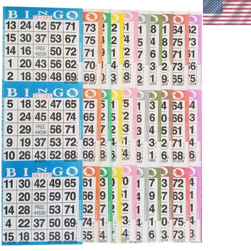 Bingo Paper Game Cards – 3 Card – 10 Bingo Sheets – 100 Books – 10 Colors,
