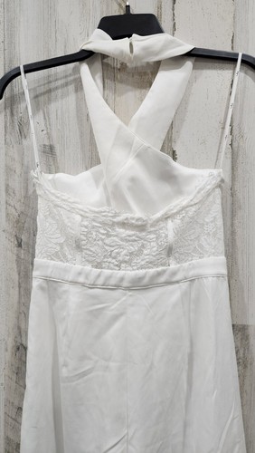 LULUS Lucky Luxury White Halter Wide Leg Jumpsuit**Gorgeous Size MEDIUM**NWOT** - Picture 8 of 12
