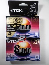 TDK MP Premium High Grade 120 Blank 8mm Camcorder Video Tapes Lot of 2 New