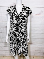 Avenue Womens Dress Size 22/24 Black Geometric Embroidered Short Sleeve