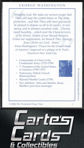 George Washington 2006 United States President Collector Cards #1 - Picture 2 of 2