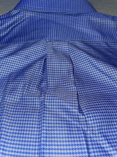 Roundtree & Yorke Shirt Mens 15.5 Blue Plaid No Iron EZ Wash Gold Label - Picture 11 of 12