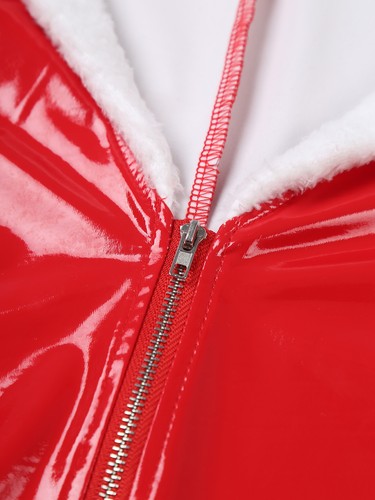 Women's Santa Claus Costume Adult Christmas Costume Leather Mini Sexy Dress - Picture 10 of 26