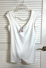 GARAGE Women s White Bodysuit Size Large Open Back Romper NWT