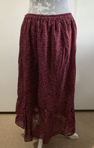 Per Una Burgundy Floral Maxi Skirt Size 14 - Picture 3 of 4