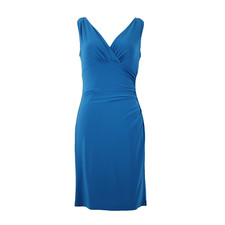 American Living Sz 4 Blue V Neck Ruched Bodycon Lined Polyester Elastane Dress