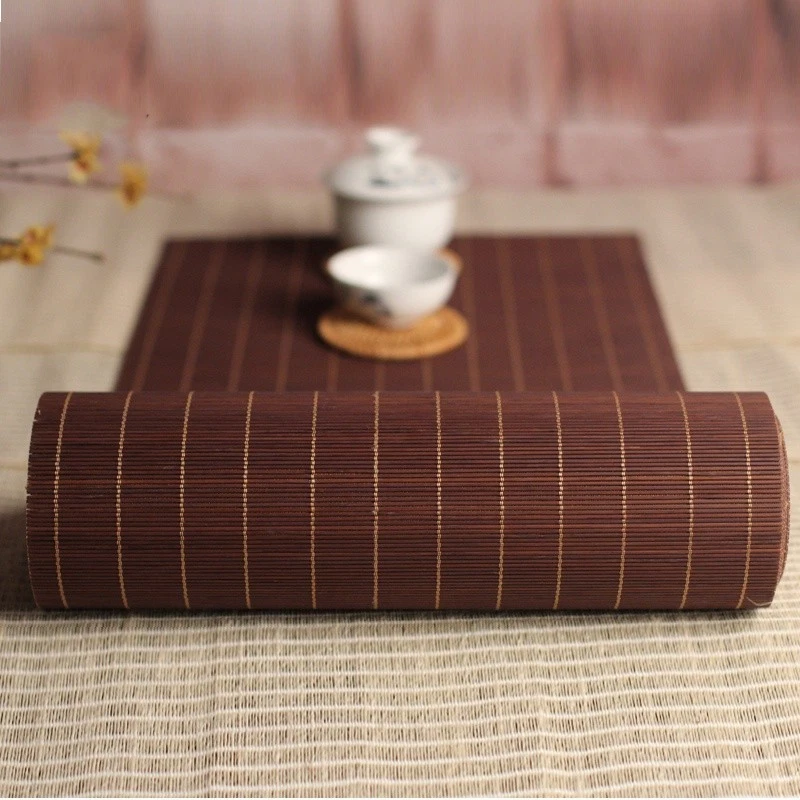 Chinese Bamboo Tea Curtain Pad Mat Table Runner Kungfu Tea Set Non Slip Vintage - Image 4 of 4