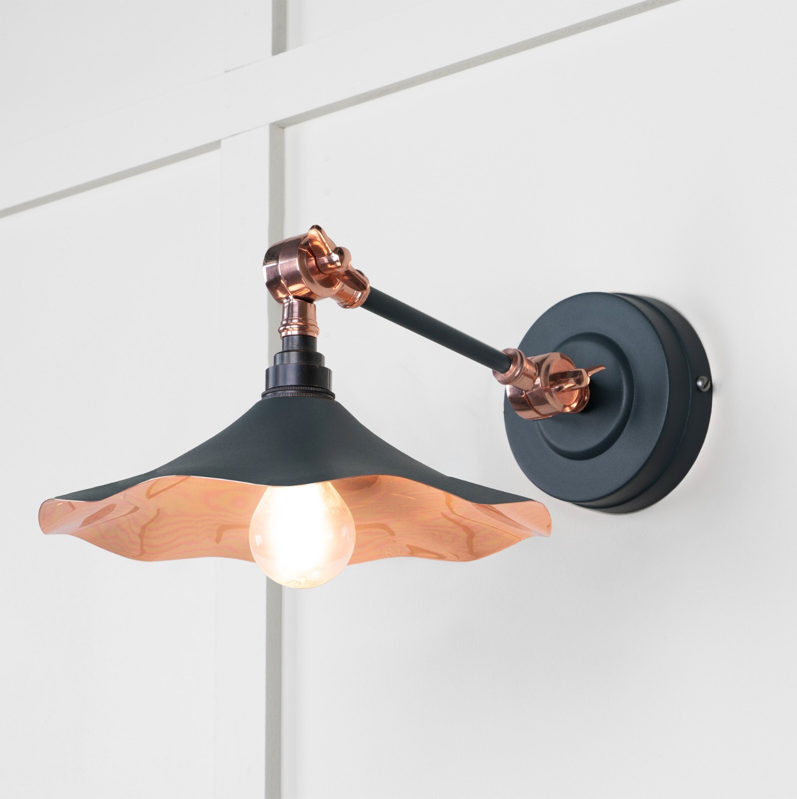 From The Anvil 49723SSO Smooth Copper Flora Wall Light in Soot