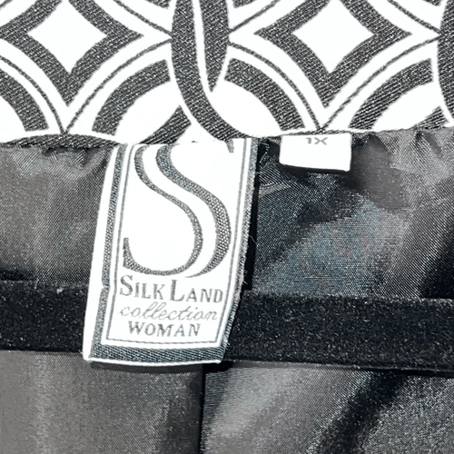 Silk Land Dress Jacket Women’s Size 1X Black White Geometric Print 3/4 Sleeve - Picture 6 of 8