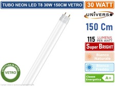 TUBO LED SMD IN VETRO T8 G13 30W LAMPADINA 150CM 3500 LUMEN 330° 4000K 6500K