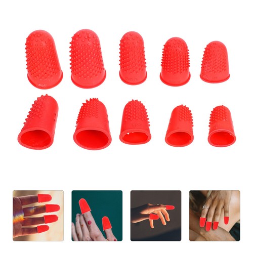 10 Pcs Non-slip Finger Cots Playing Cuff Silicone Protectors Protection Sleeves - Picture 11 of 12