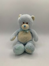 Toys R Us Blue White My First Teddy Bear Soft Plush Stuffed Animal Lovey 12"