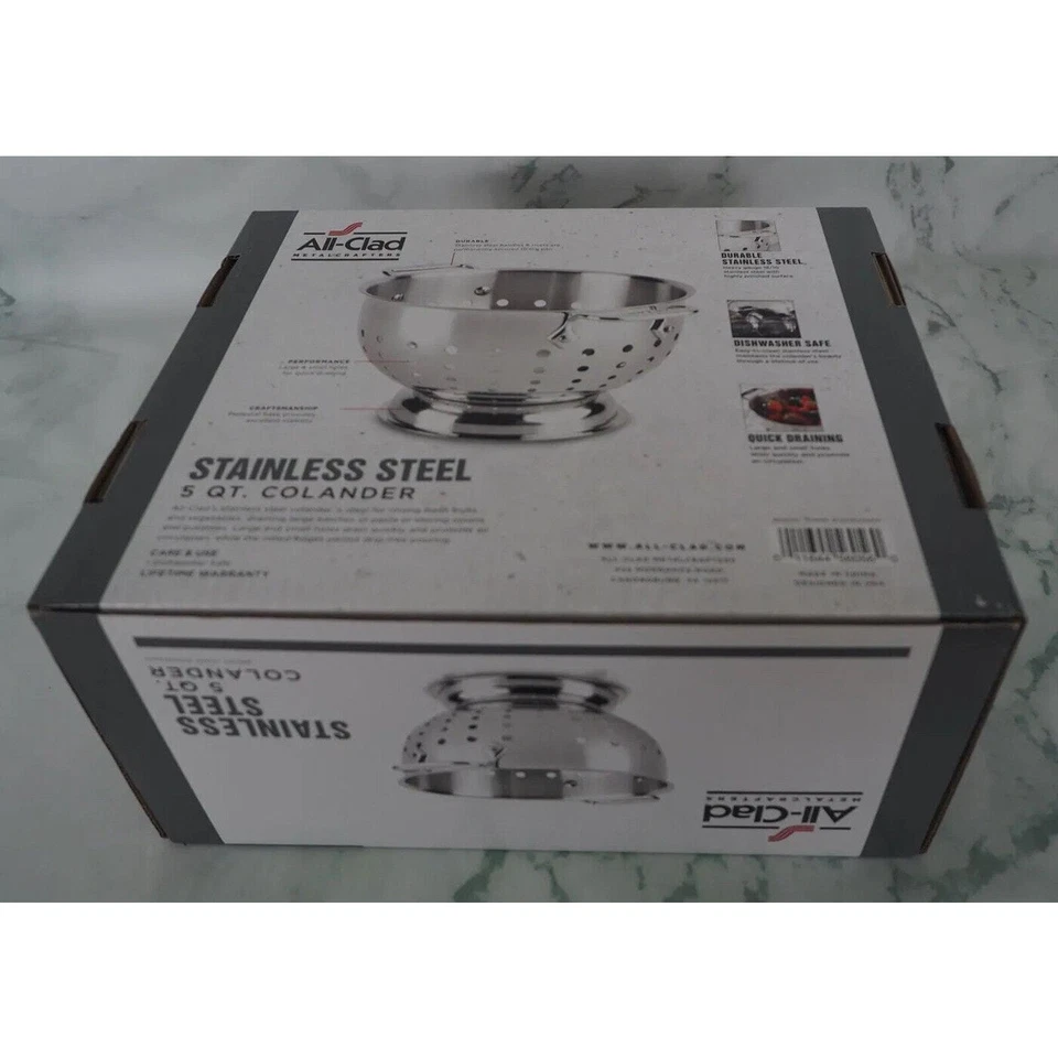 All Clad Tri-Ply 18/10 Stainless Steel Large Colander 5 qt Brand New in Org Box - Image 4 of 4