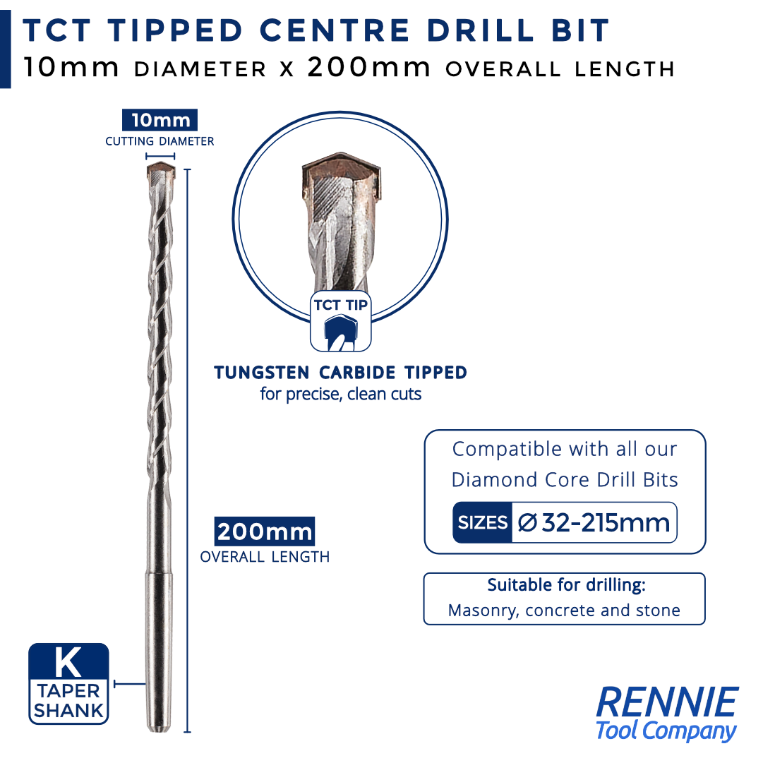 x TCT Tipped Centre Drill Bits For Diamond Core Drills K Taper