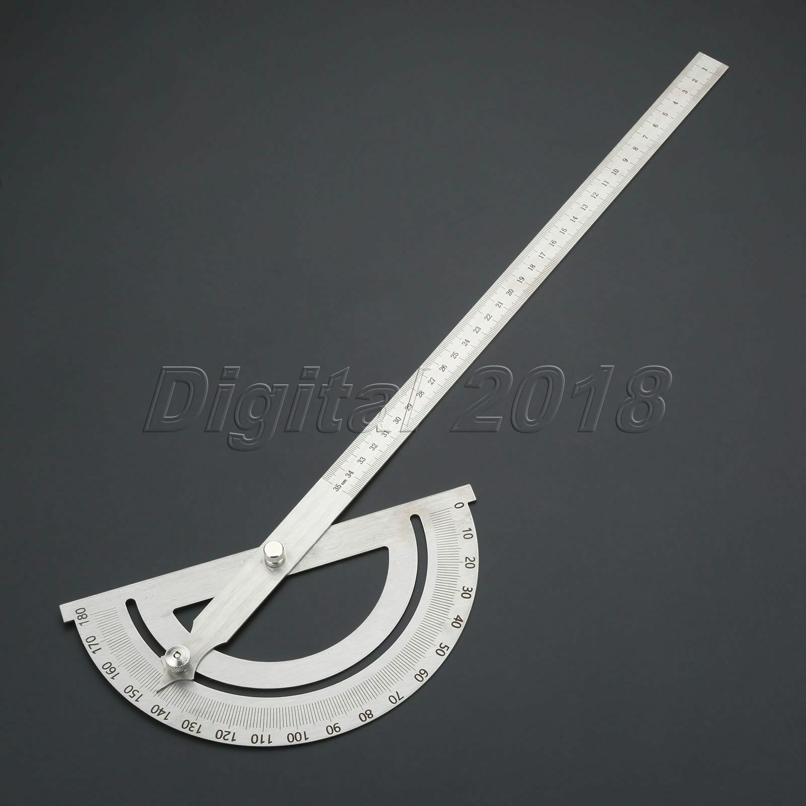 Angle Ruler Round Head Stainless Steel Protractor 180 degree Rotary Round Head Hollow Angle ...