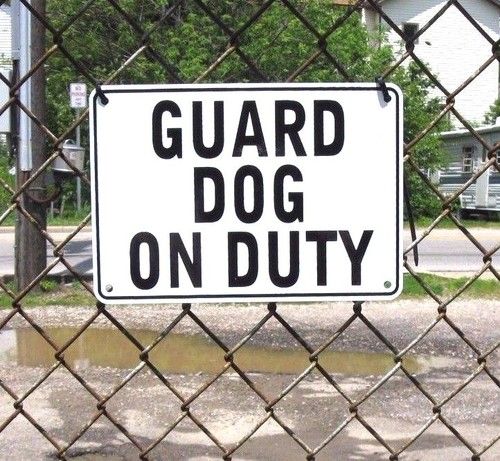 "GUARD DOG ON DUTY" 10" x 7" Warning Signs, 2 Sign Set, Heavyweight Aluminum - Picture 2 of 9