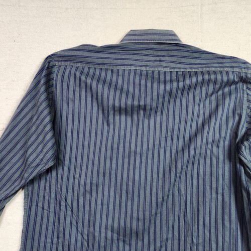 Thomas Dean Shirt Mens Large Gray Striped Button Up Long Sleeve Flip Cuff - Picture 13 of 15