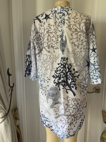 NWT Club Z Collection M Tunic Top 100% Cotton Shirt Beach Blouse Coverup - Afbeelding 2 van 7