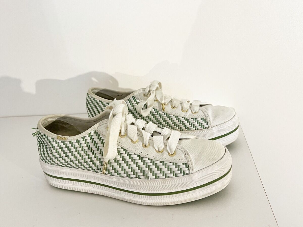 KEDS KATE SPADE Women's Triple Up Platform Woven Weave White KEDS KATE SPADE Women's Triple Up Platform Woven Weave White