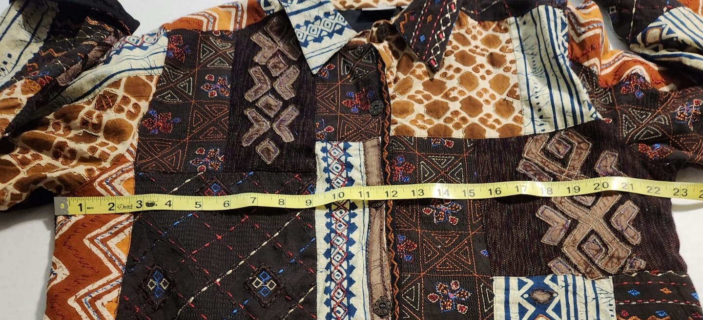 CHICO'S brown patchwork cotton lined jacket size … - image 5