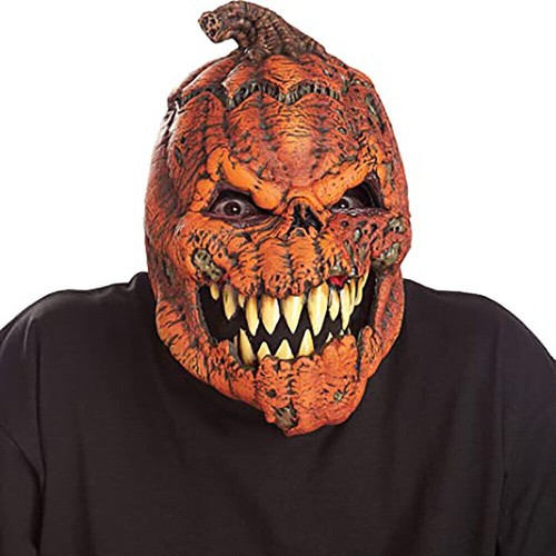 Adult Latex Pumpkin Full Head Mask Scary Demon Halloween Horror Costume