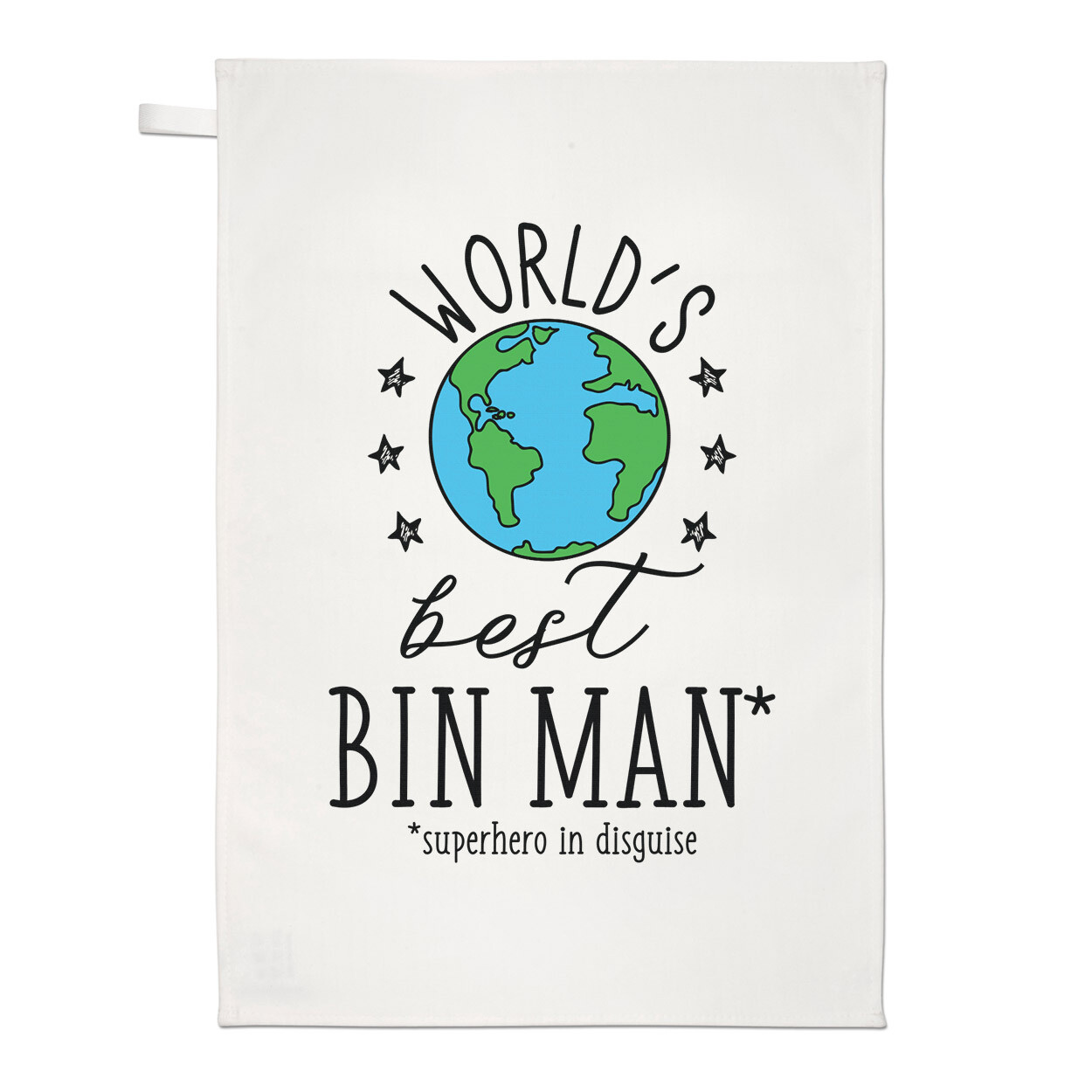 World's Best Bin Man Tea Towel Dish Cloth Funny Joke Favourite Dustman