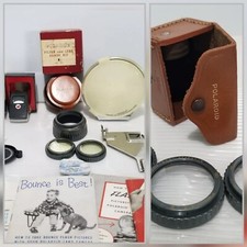 Vintage Polaroid Camera Accessories Lens Lot Meter Flash Etc.