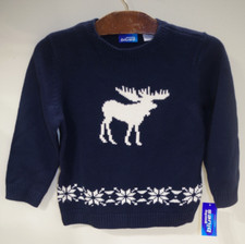 O - NWT Blues greendog Green Dog L/S Knit Sweater Boys 5 Reindeer Navy White