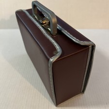 Vintage Cassette Tape Burgundy Gray Carrying Case Holds 12 Tapes Briefcase USA