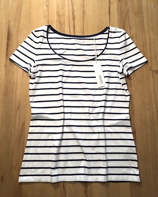 Neu Esprit Baumwoll Kurzarm Stretch Ringel Shirt Organic Cotton Gr. M