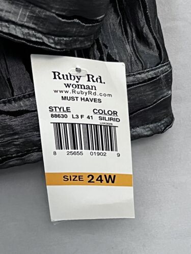Ruby Rd Womens Black Grey Silver Metallic Ribbed Jacket Size 24 - NEW - Picture 6 of 16